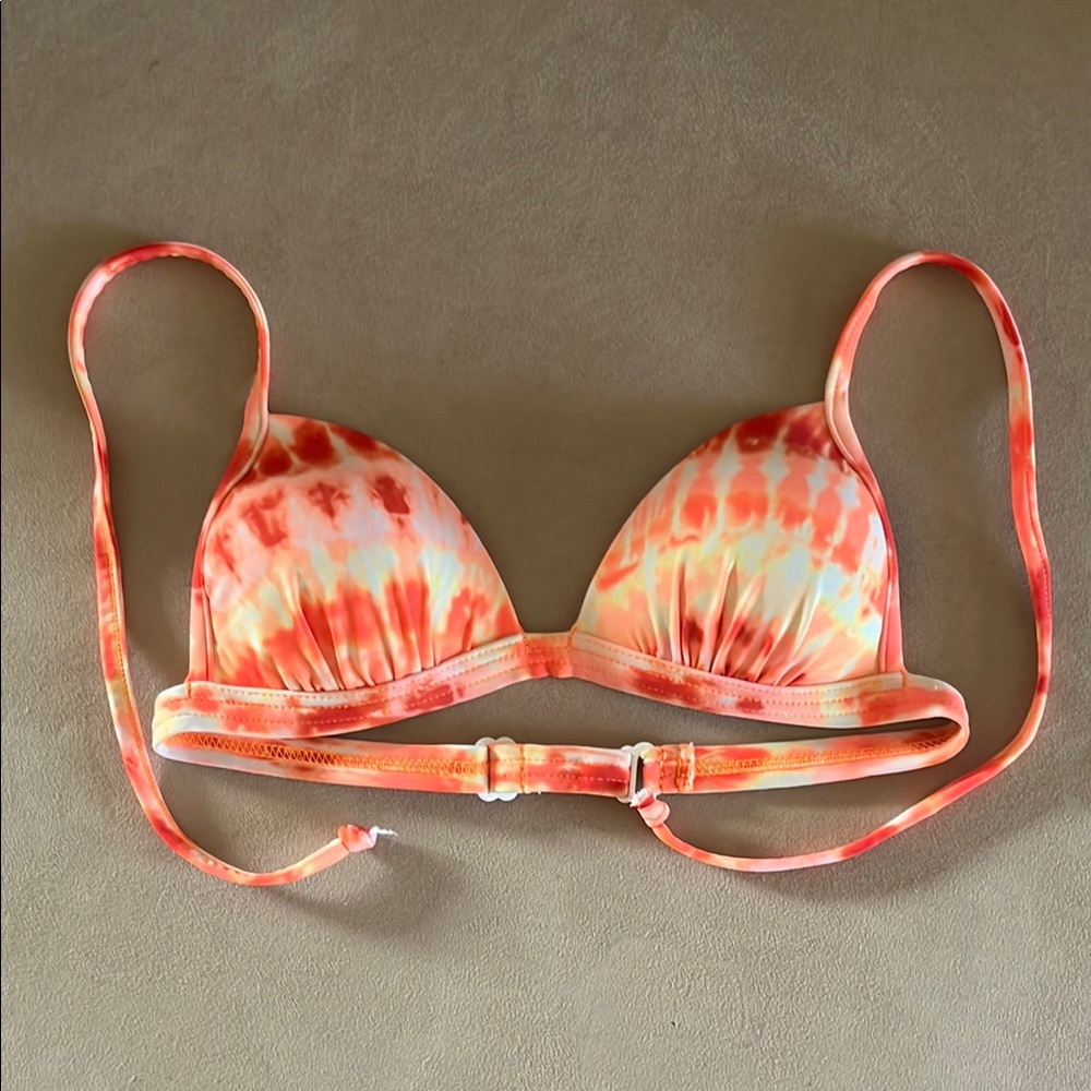 VENUS - Vibrant Orange and White Swim Top